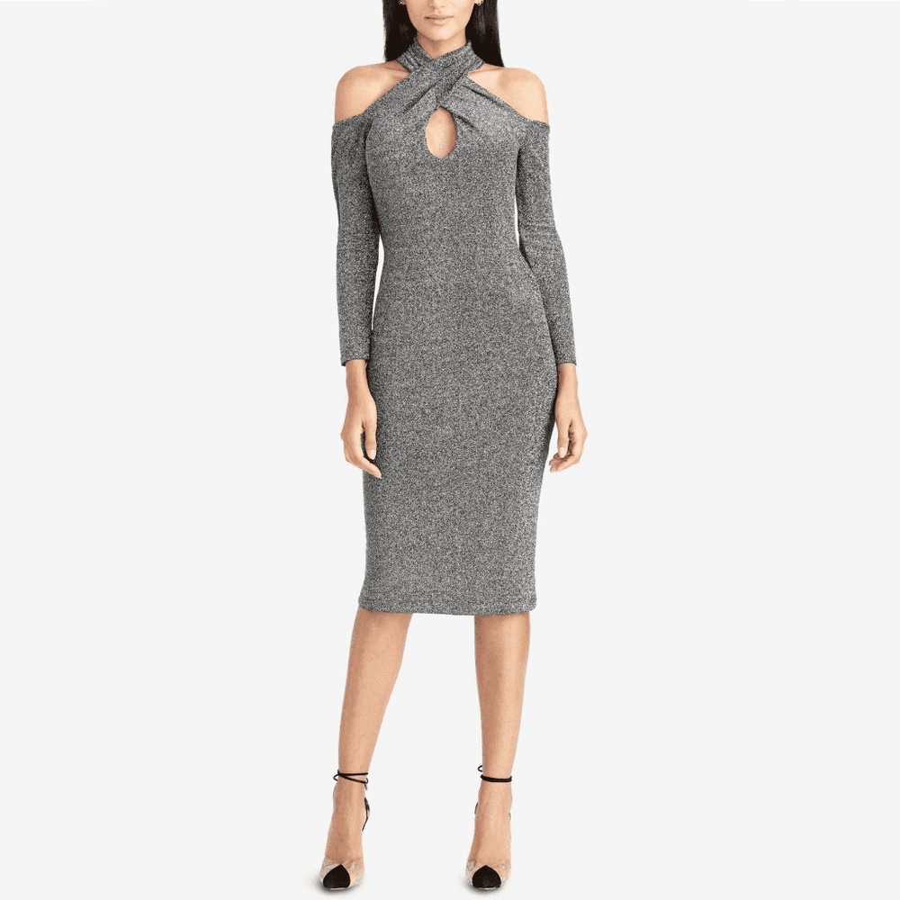 Metallic Halter Body con wear to work Dress